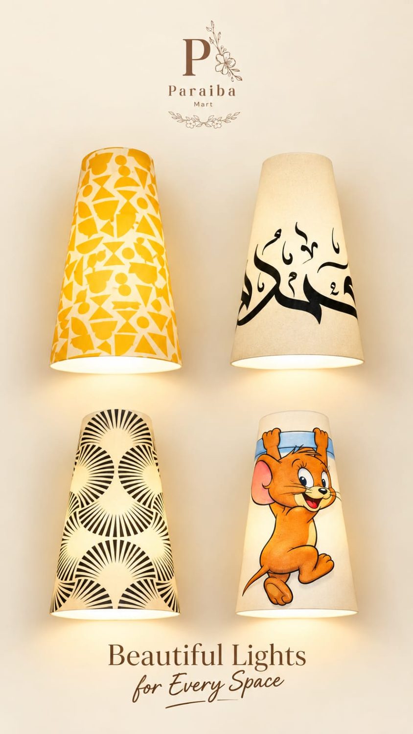 LED bulb shades glowing on a wall for home decoration