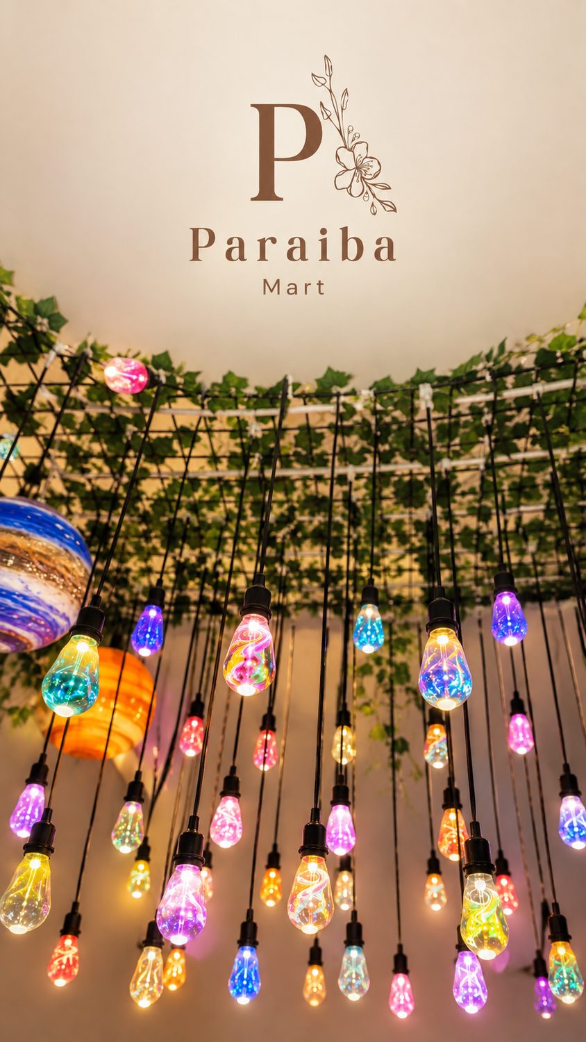 Multicolor resin LED string lights decorating a balcony railing at night